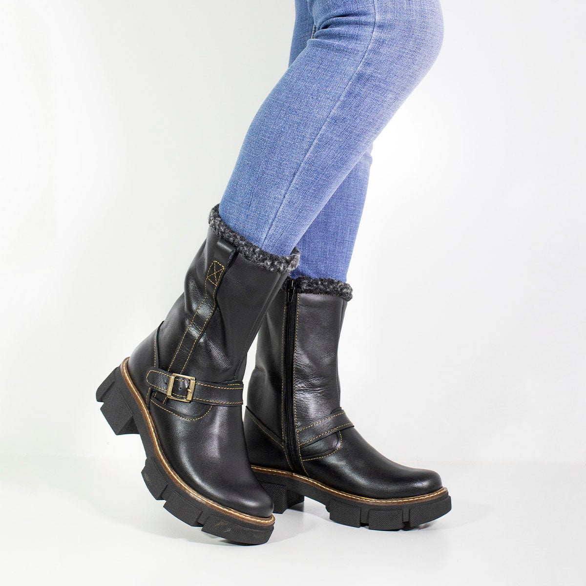 BOTINES MUJER MARIBU CUERO NEGRO 869 - 5