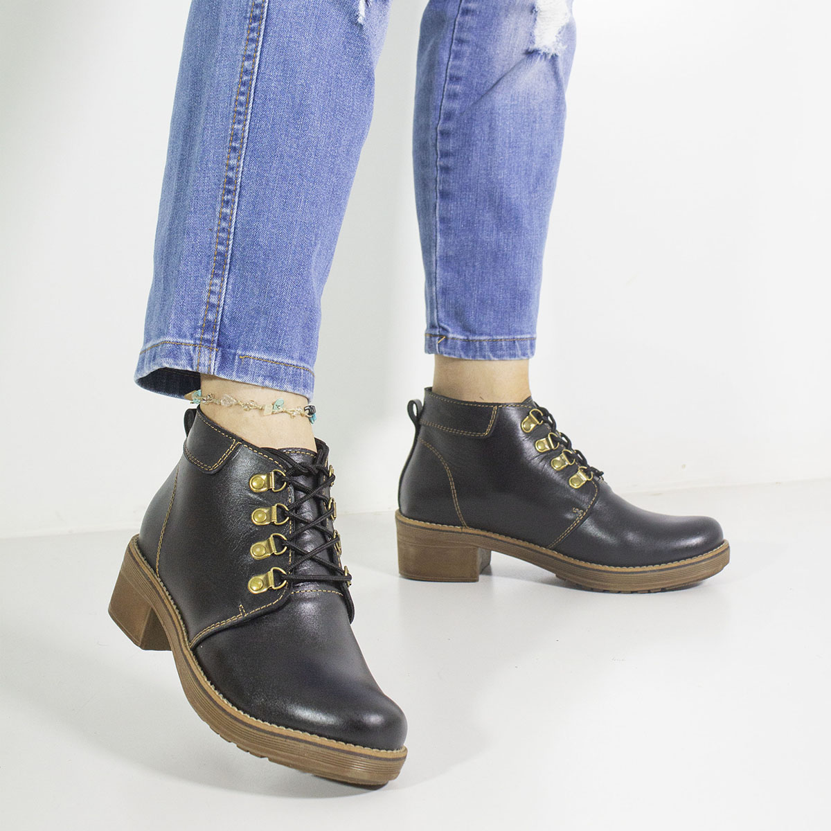 BOTINES MUJER MARIBU CUERO NEGRO 856 - 5
