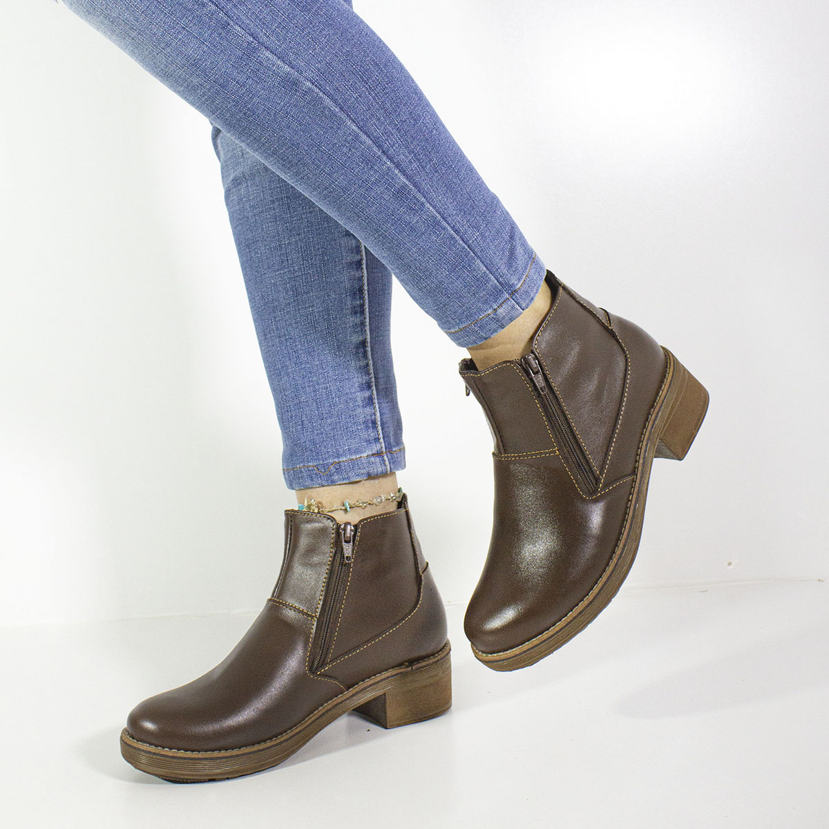 BOTINES MUJER MARIBU CUERO MARRÓN 790 - 5