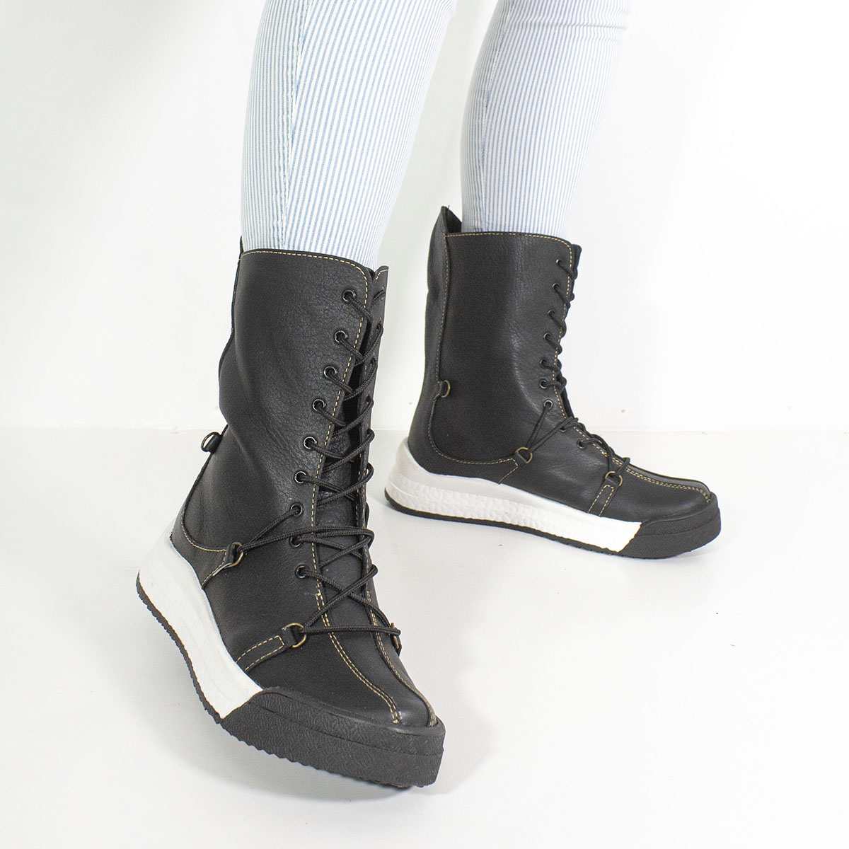BOTINES MUJER MARIBU CUERO NEGRO 223 - 5