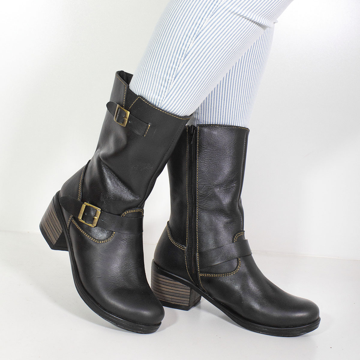 BOTINES MUJER MARIBU CUERO NEGRO 585 - 5