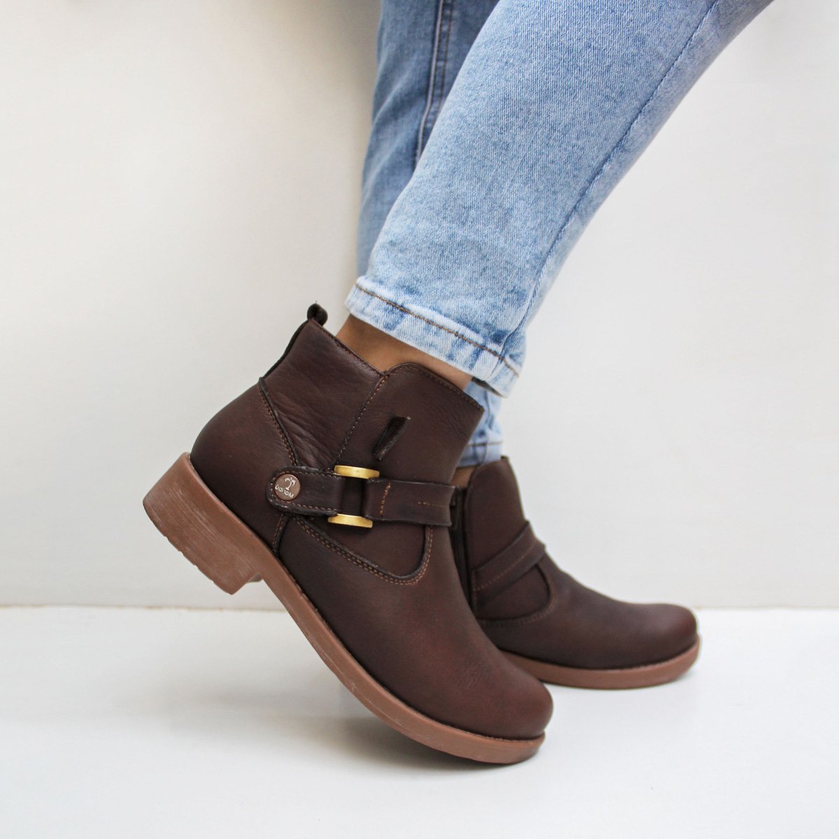 BOTINES MUJER MARIBU CUERO MARRÓN 818 - 6