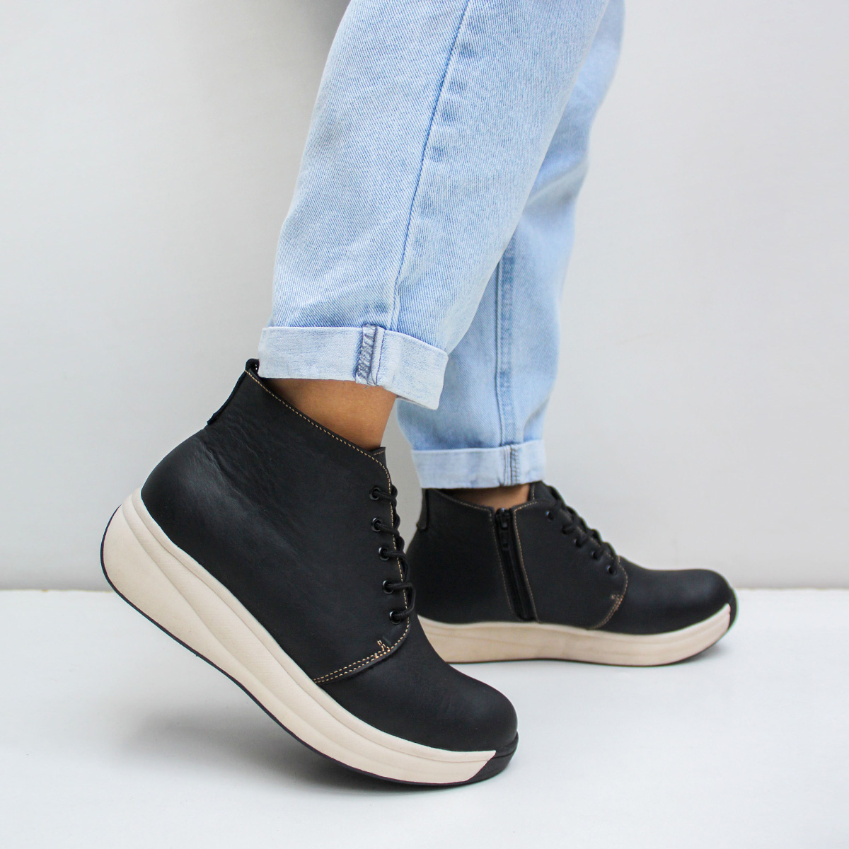 BOTINES MUJER MARIBU CUERO NEGRO 838 - 6
