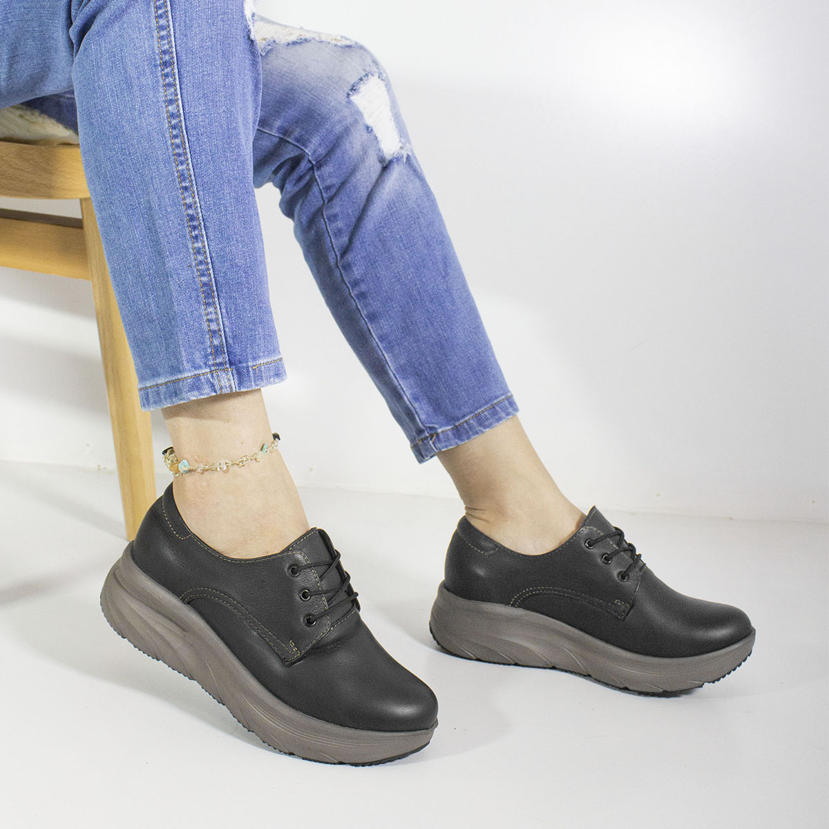 ZAPATOS CASUALES MUJER MARIBU CUERO NEGRO 759 - EVA - 5