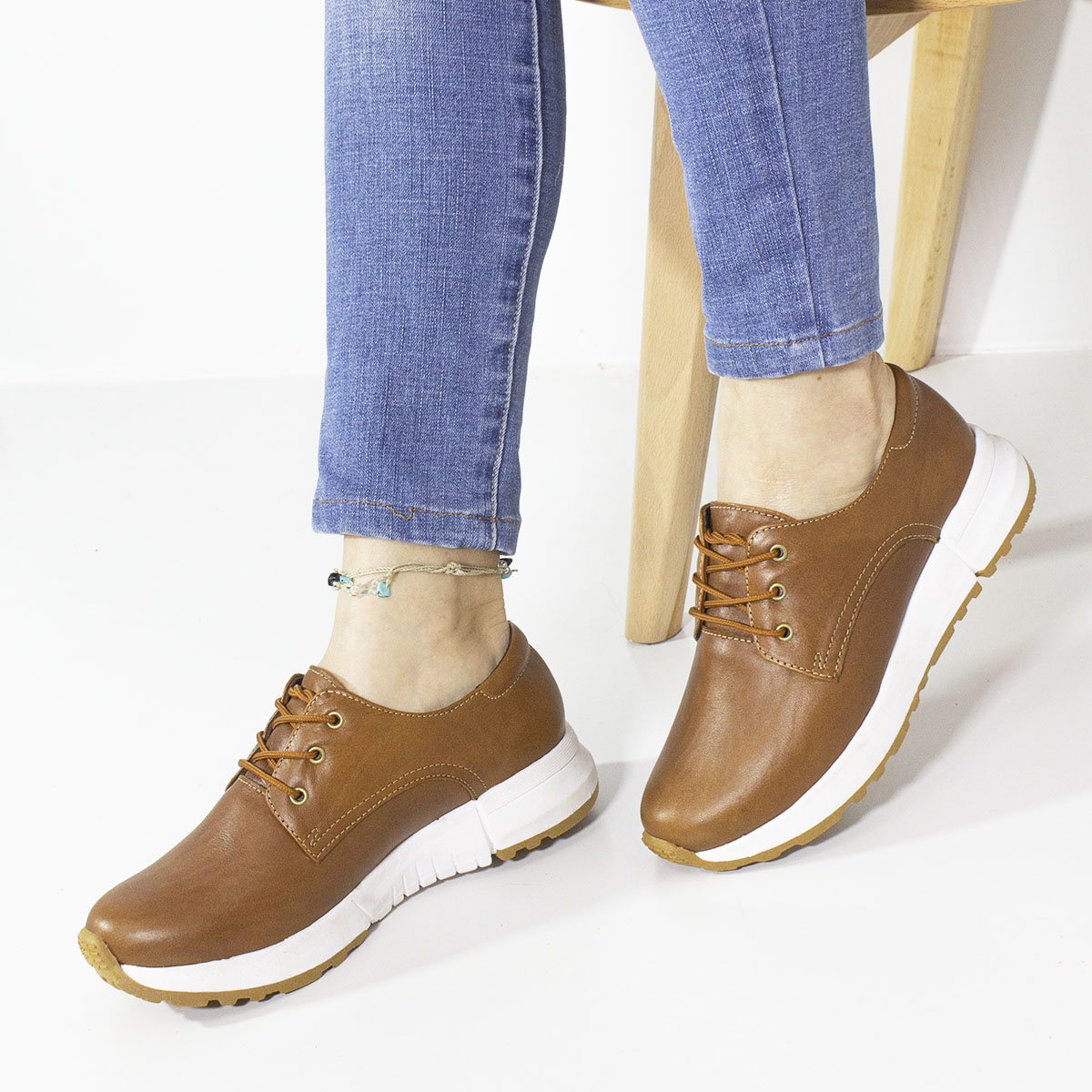 ZAPATOS CASUALES MUJER MARIBU CUERO MIEL 759 - EXP - 5