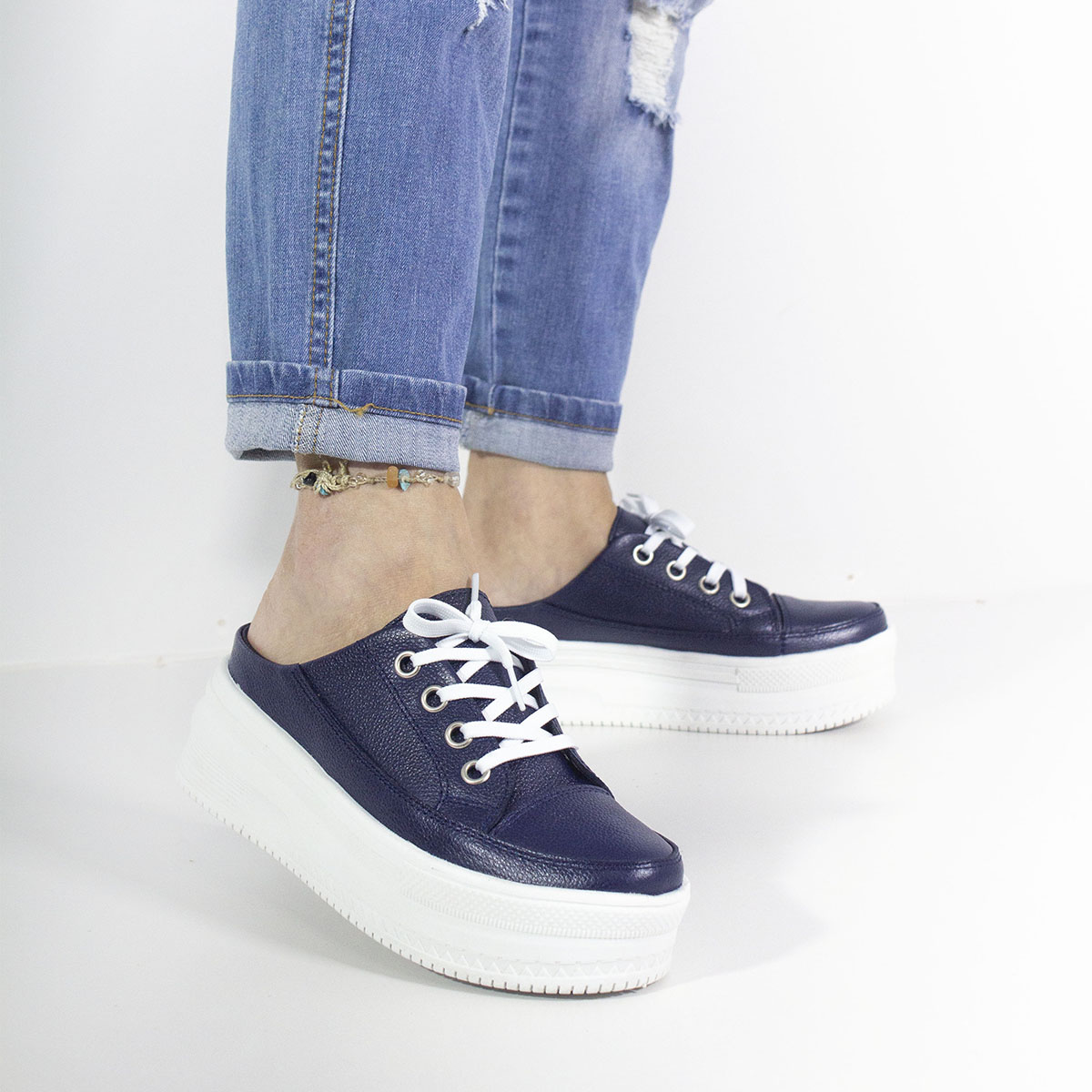 MOCASINES MUJER MARIBU CUERO AZUL 853 - 5