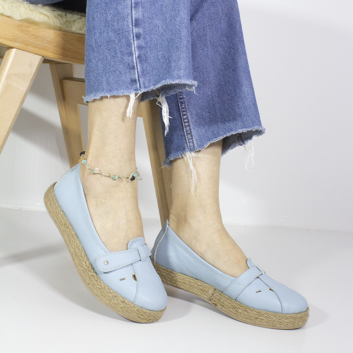 MOCASINES MUJER MARIBU CUERO CELESTE 1002 - 5