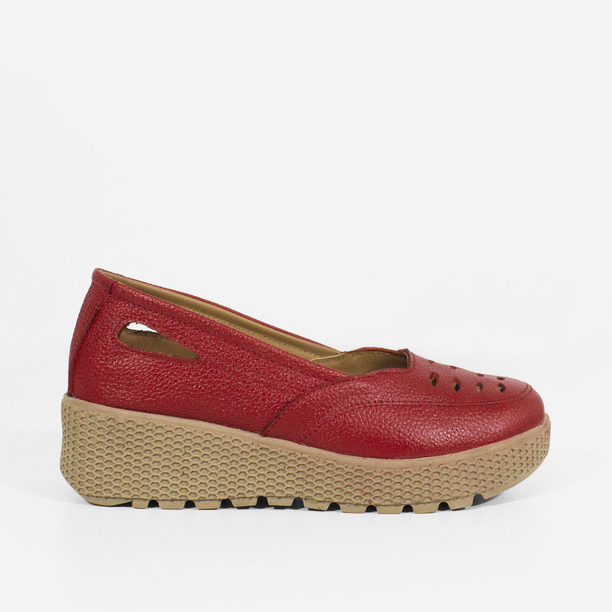MOCASINES MUJER MARIBU CUERO ROJO 1010 - 1