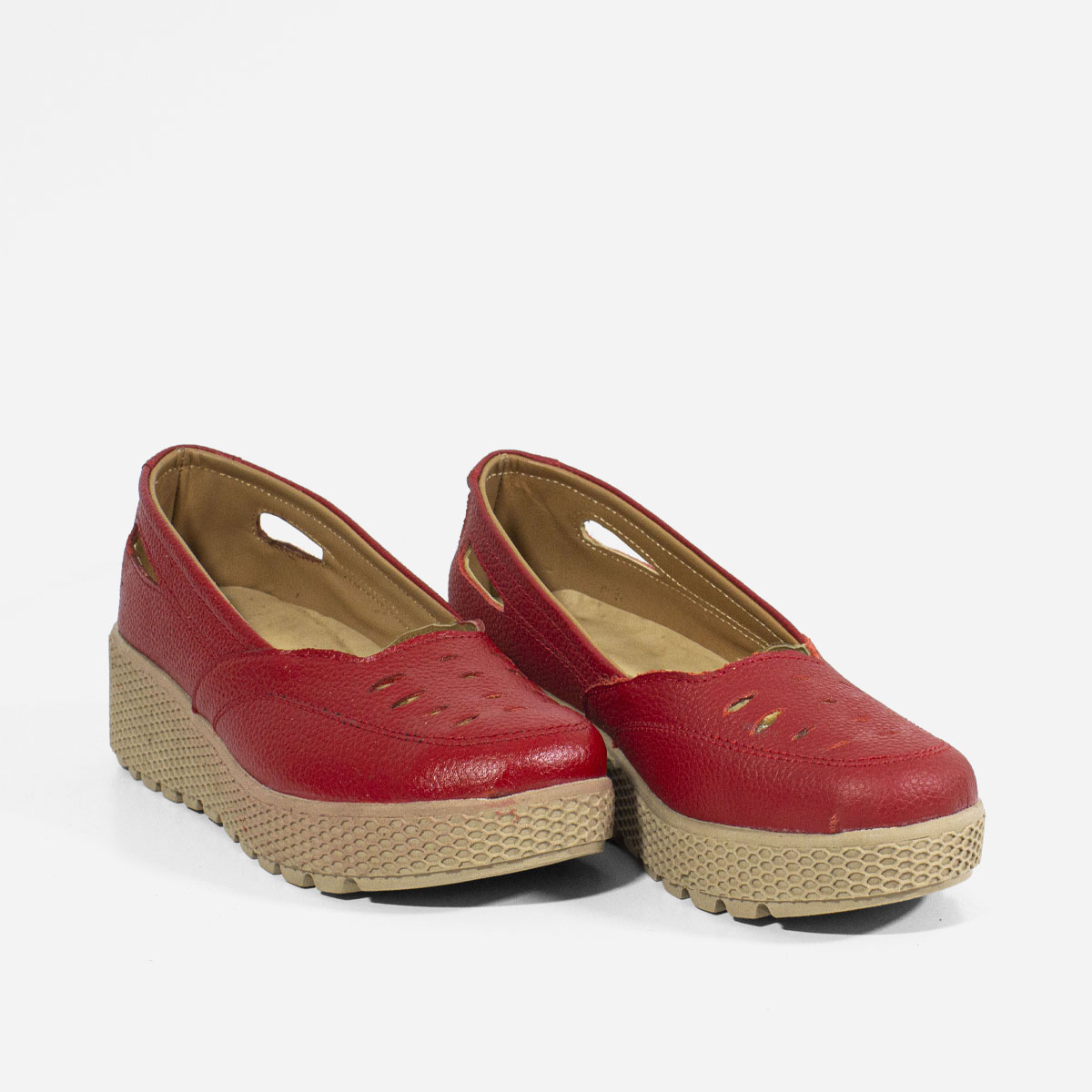 MOCASINES MUJER MARIBU CUERO ROJO 1010 - 2