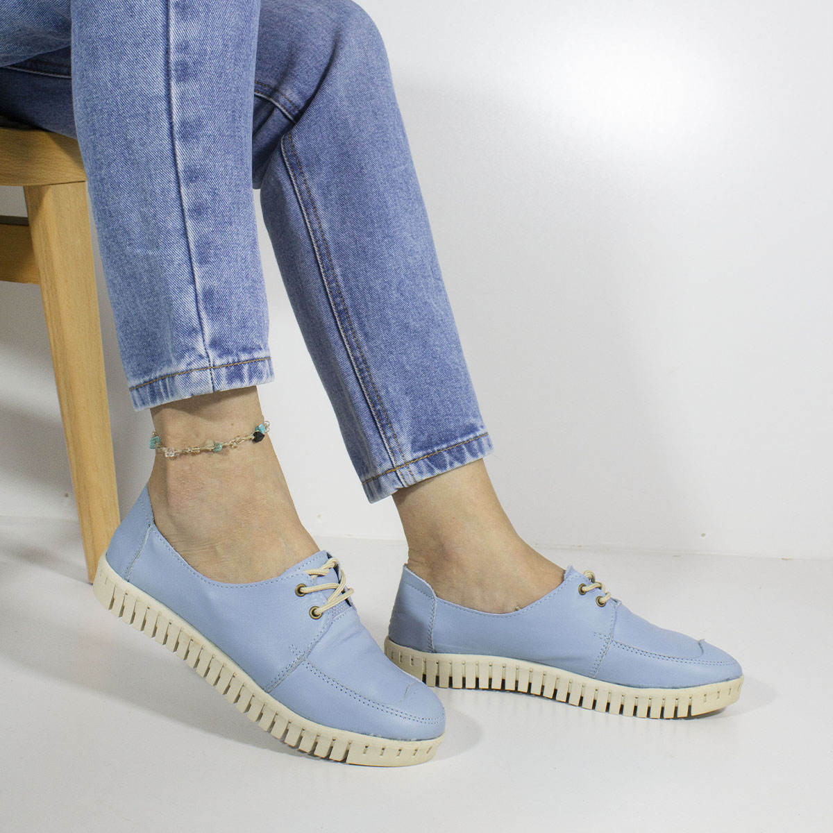 ZAPATOS CASUALES MUJER MARIBU CUERO CELESTE 1066 - 5