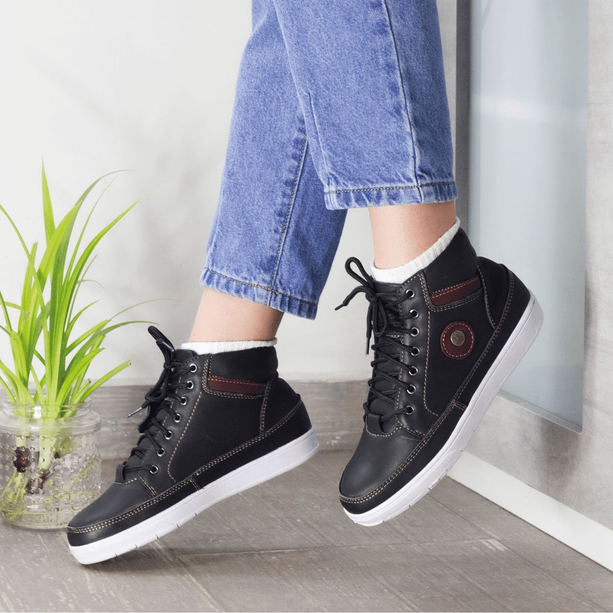 BOTINES MUJER MARIBU CUERO NEGRO 828 - 5