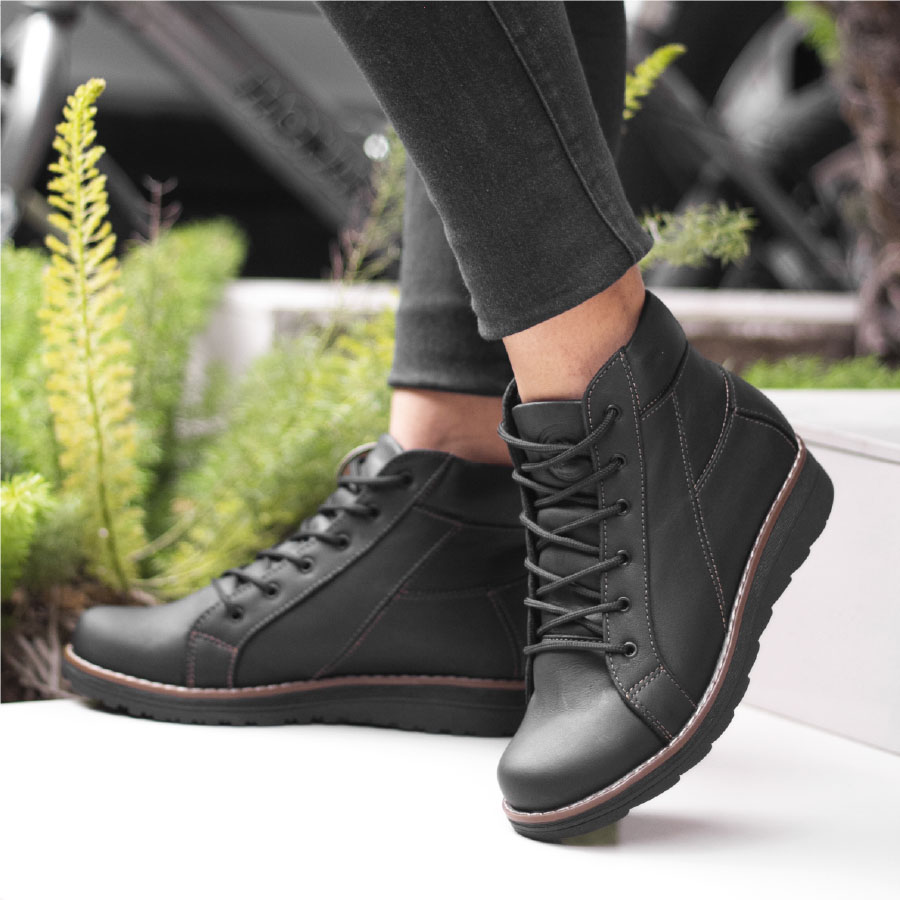 BOTINES MUJER MARIBU CUERO NEGRO 714 - 5