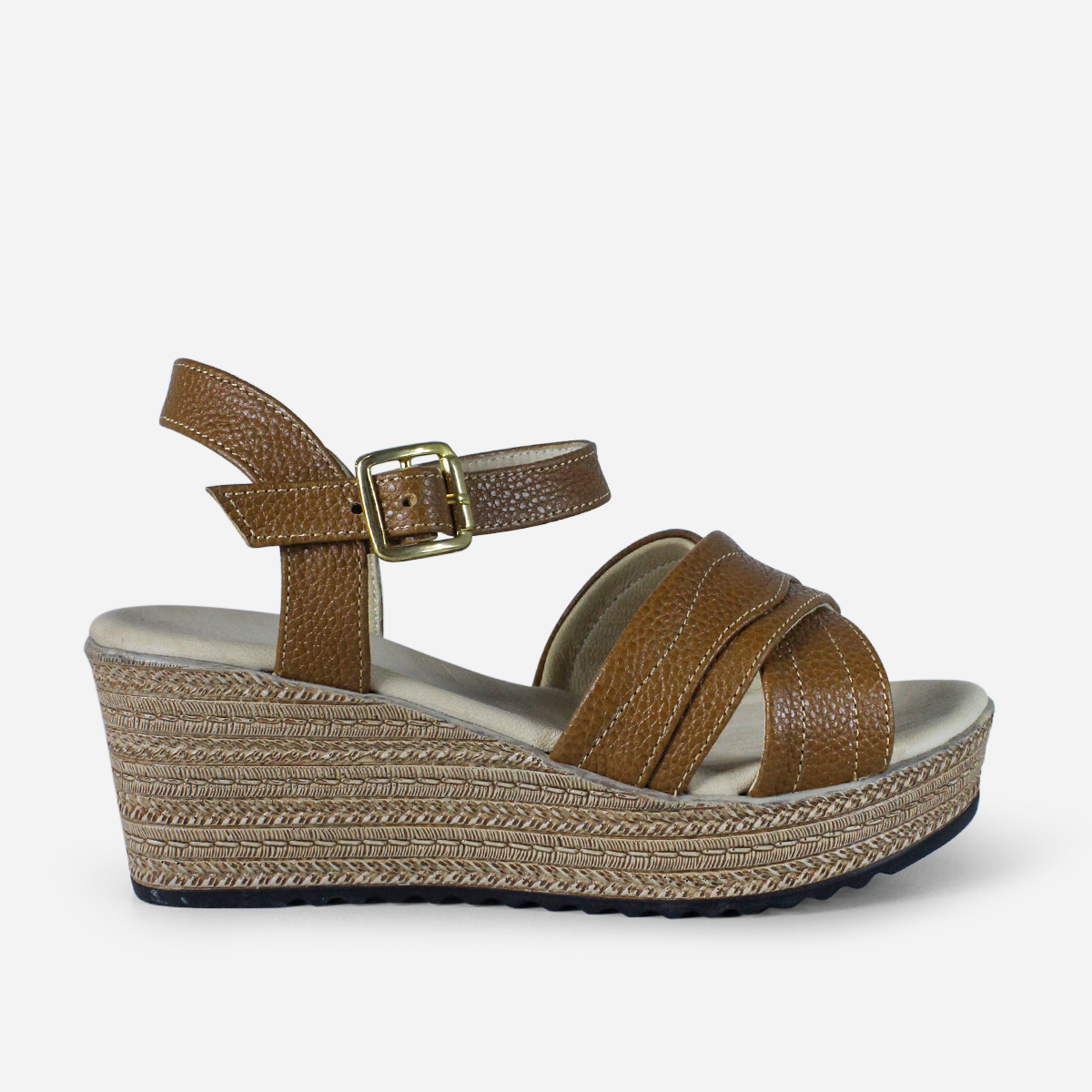SANDALIAS MUJER MARIBU CUERO CARAMELO 1097 - 1