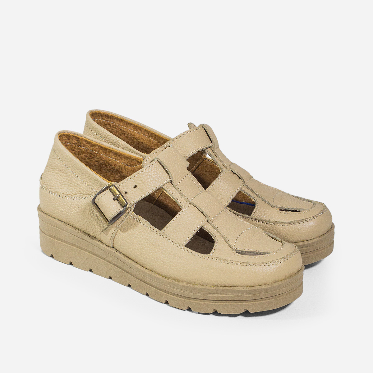 SANDALIAS MUJER MARIBU CUERO NATURAL 1087 - 2