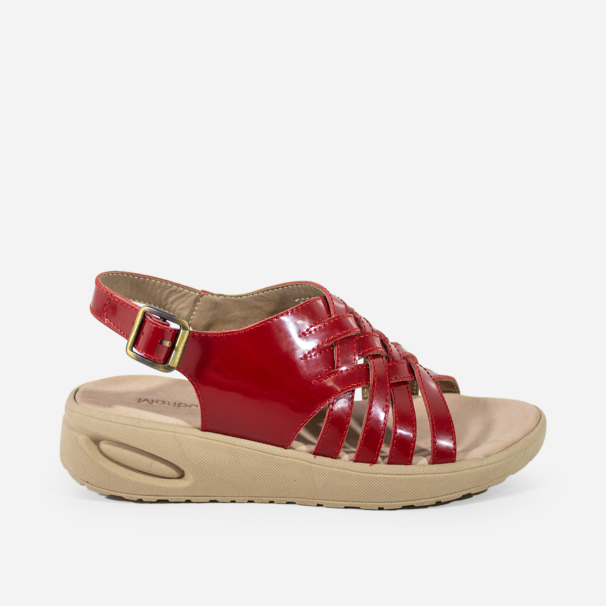 SANDALIAS MUJER MARIBU CUERO ROJO 1096 - 1