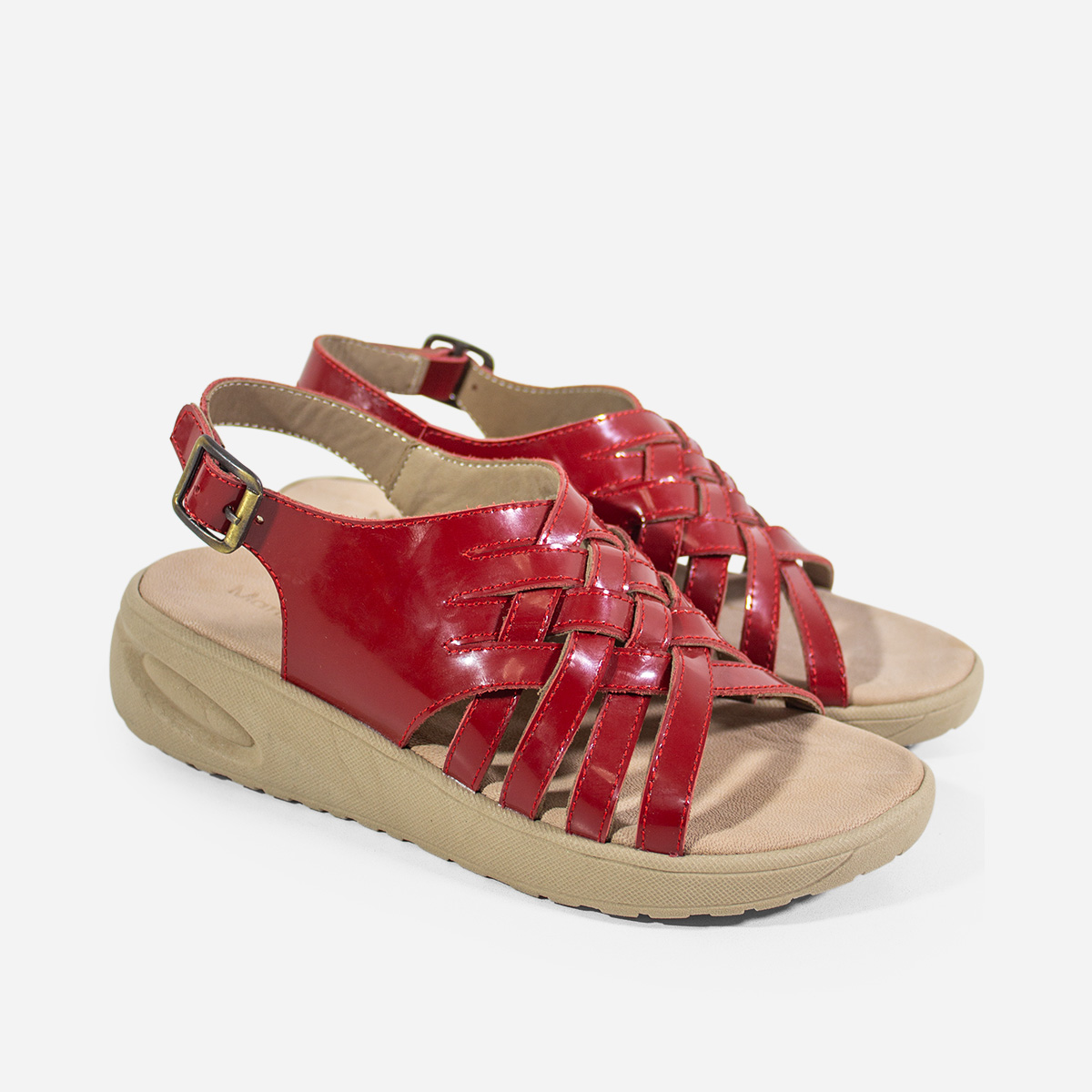 SANDALIAS MUJER MARIBU CUERO ROJO 1096 - 2