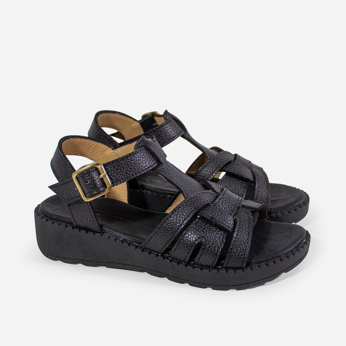 SANDALIAS MUJER MARIBU CUERO NEGRO 1085 - 2