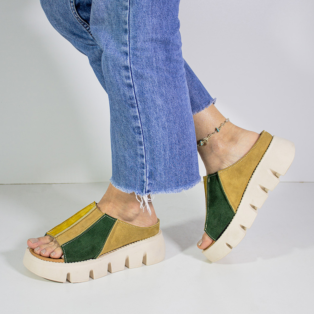 SANDALIAS MUJER MARIBU CUERO MOSTAZA 1090 - 5