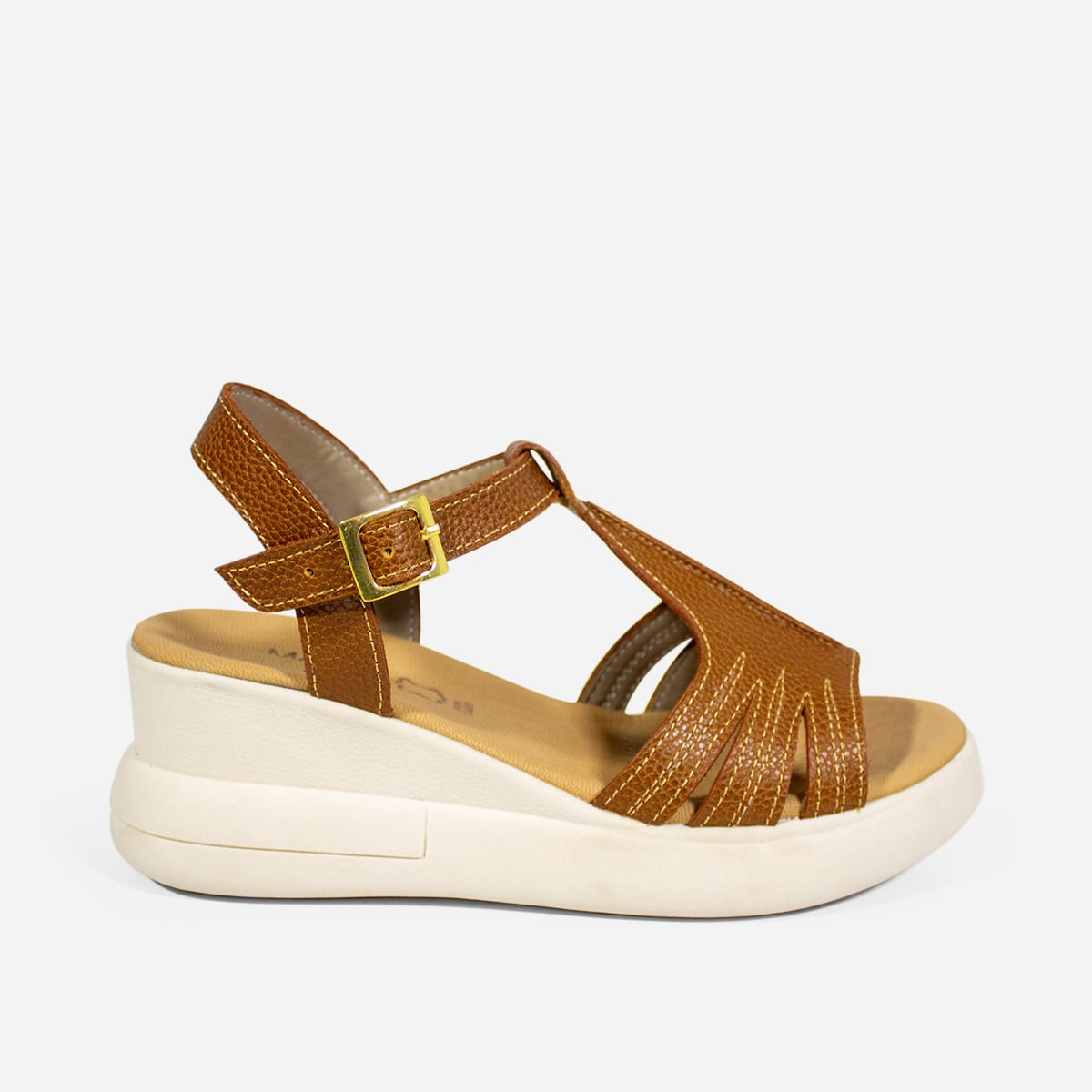 SANDALIAS MUJER MARIBU CUERO CARAMELO 366 - 1