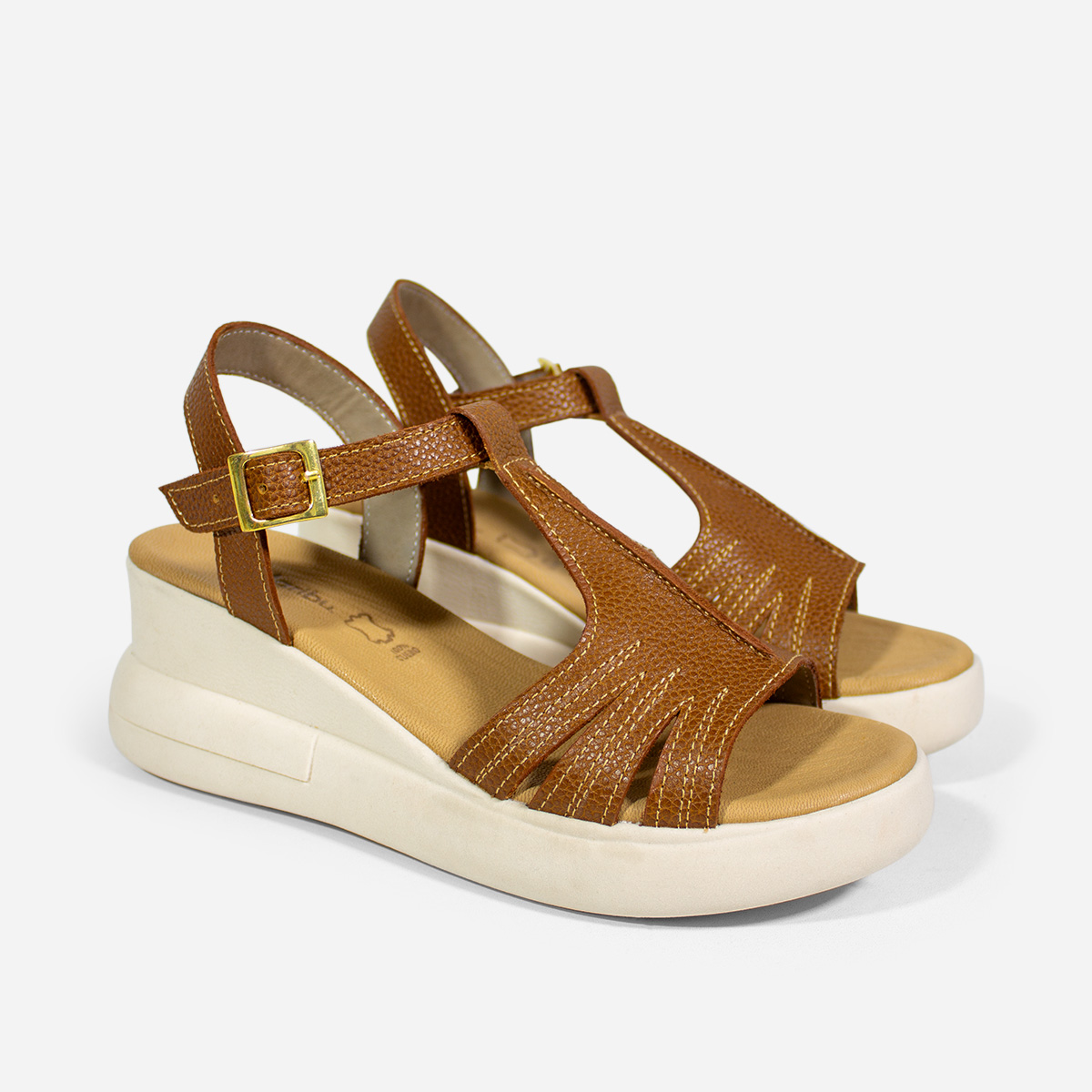 SANDALIAS MUJER MARIBU CUERO CARAMELO 366 - 2