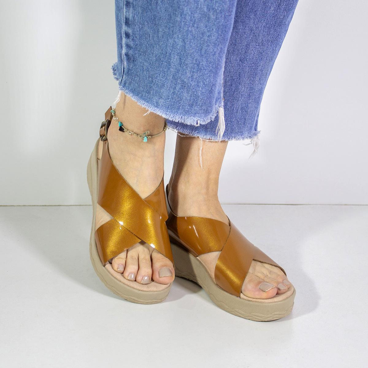 SANDALIAS MUJER MARIBU CUERO MIEL 1095 - 5