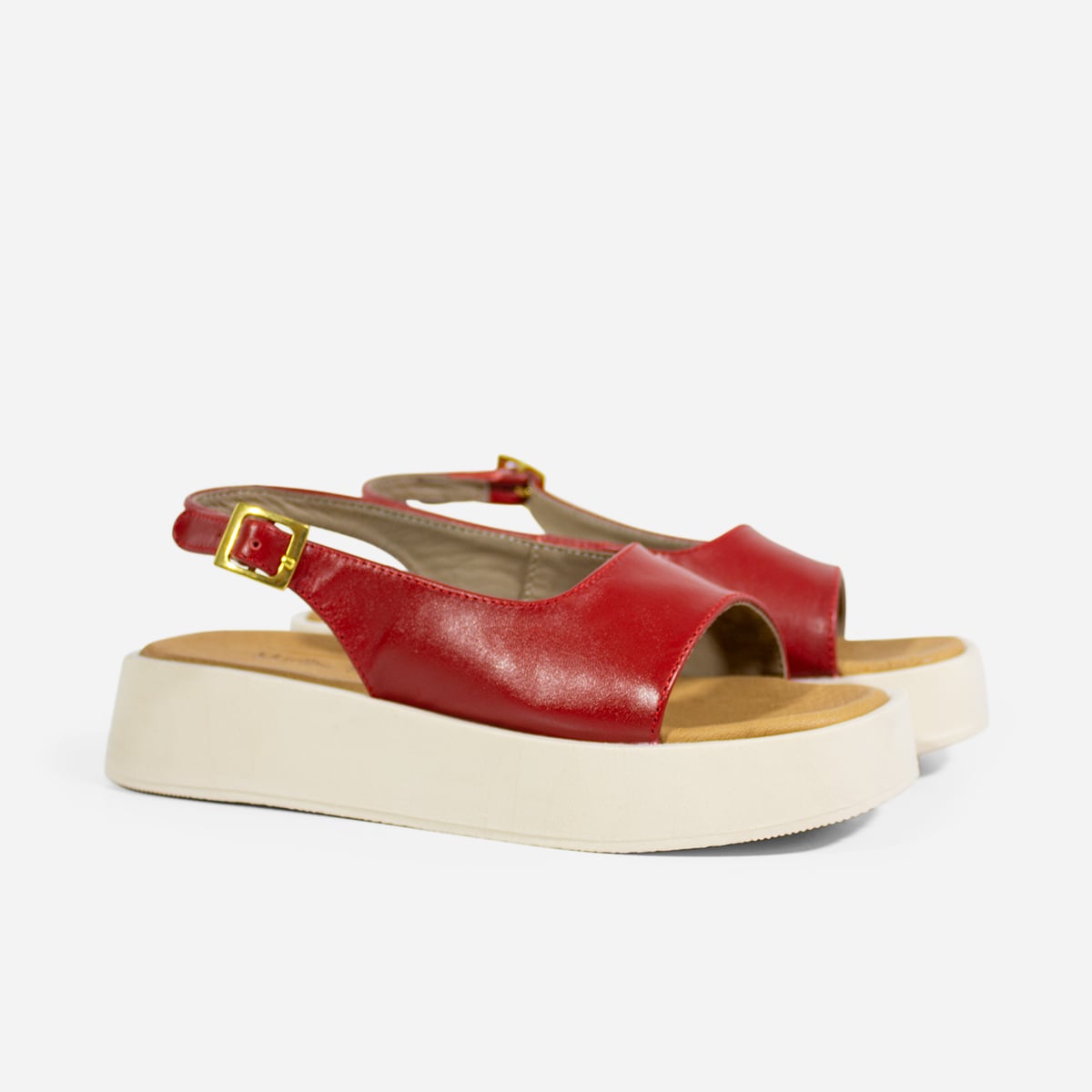 SANDALIAS MUJER MARIBU CUERO ROJO 230 - 2