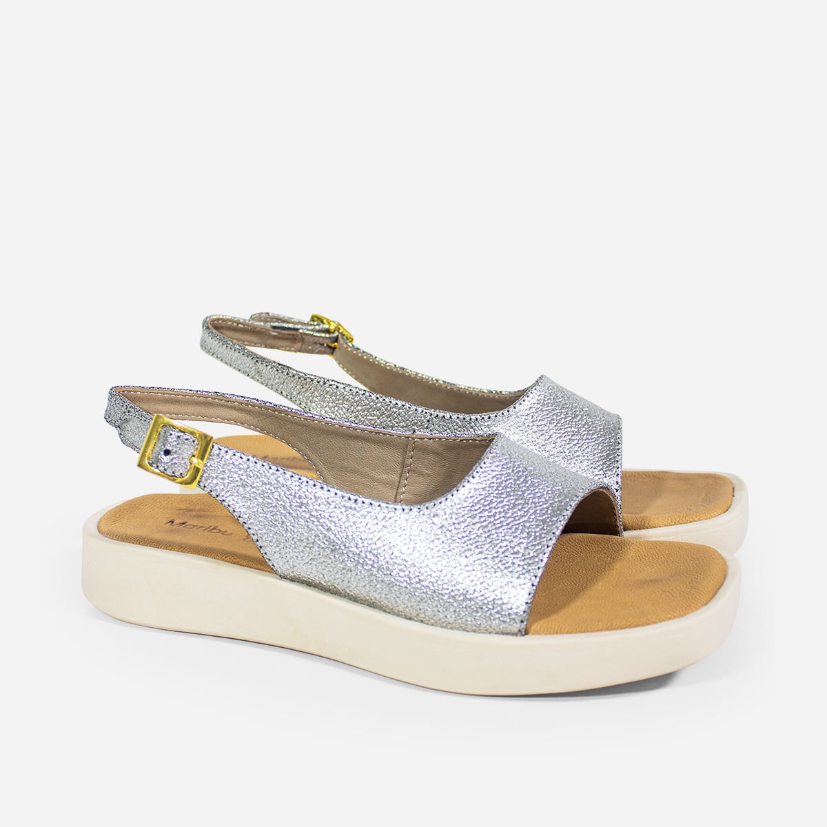 SANDALIAS MUJER MARIBU CUERO PLATA 230 - 2