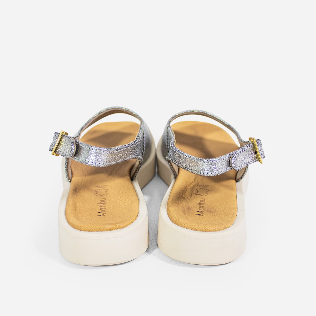 SANDALIAS MUJER MARIBU CUERO PLATA 230 - 3