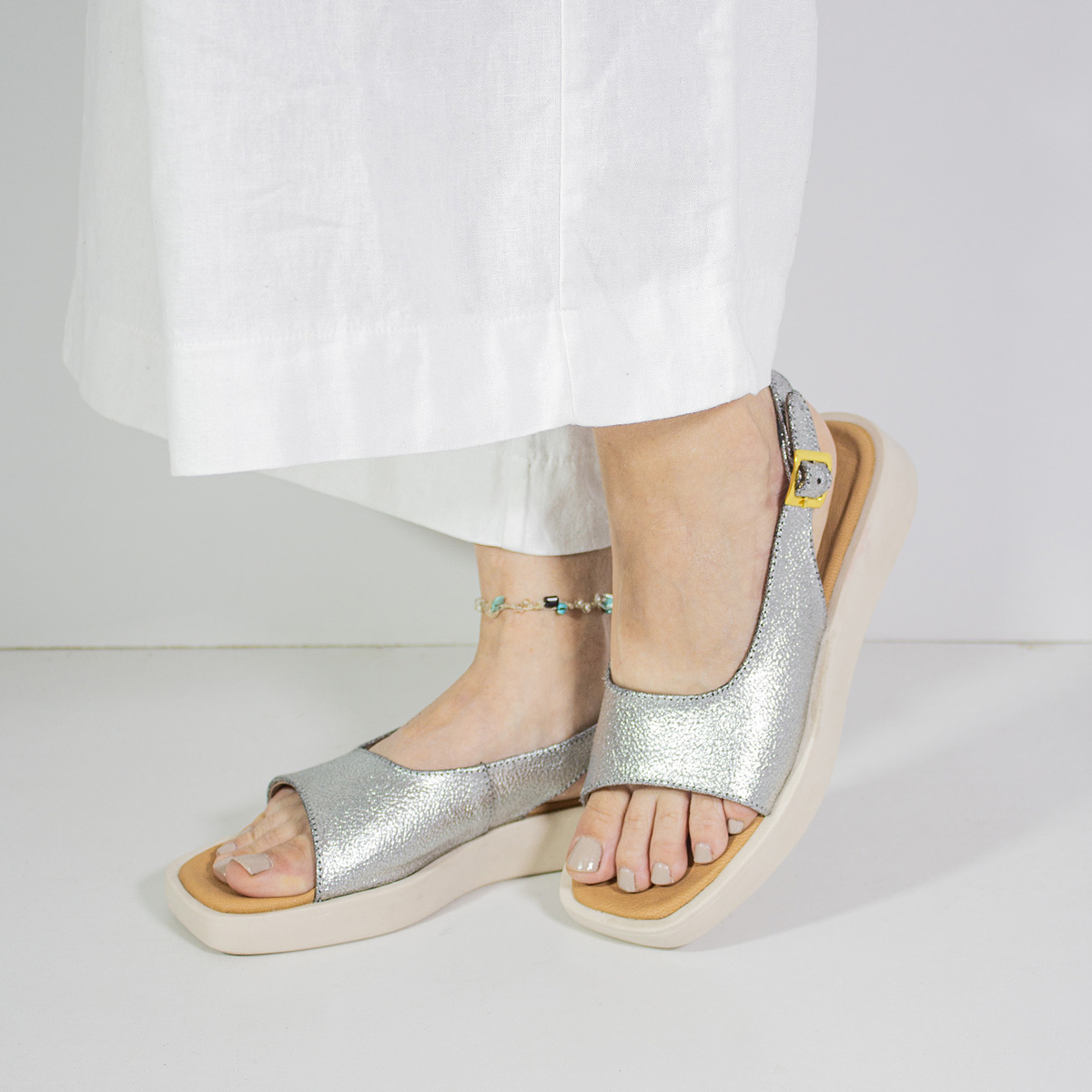 SANDALIAS MUJER MARIBU CUERO PLATA 230 - 5
