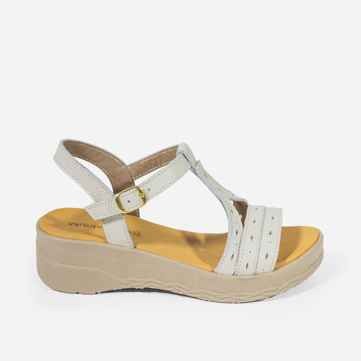 SANDALIAS MUJER MARIBU CUERO HUESO 741 - 1