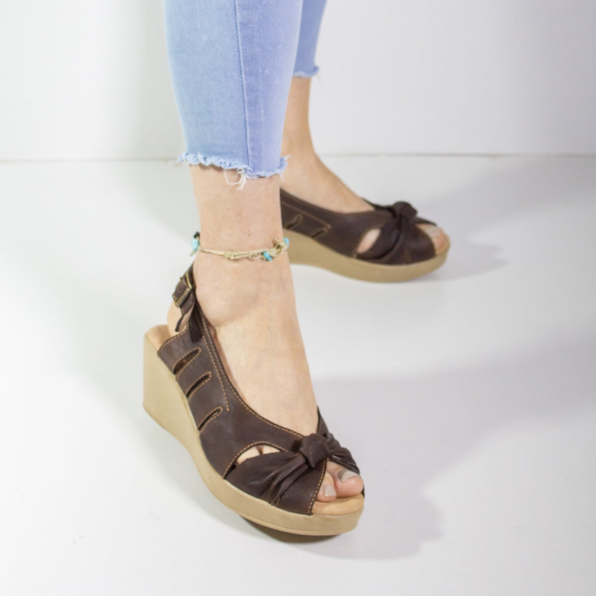 SANDALIAS MUJER MARIBU CUERO MARRÓN 403 - 5