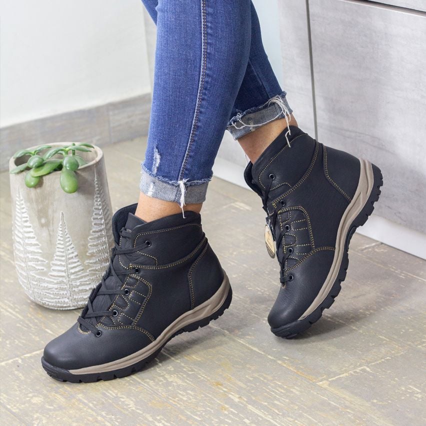 BOTINES MUJER MARIBU CUERO NEGRO 678 - 4