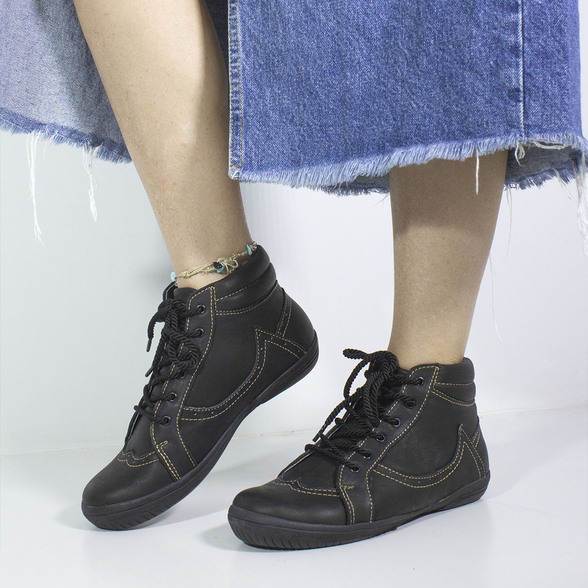 BOTINES MUJER MARIBU CUERO NEGRO 522 - 5