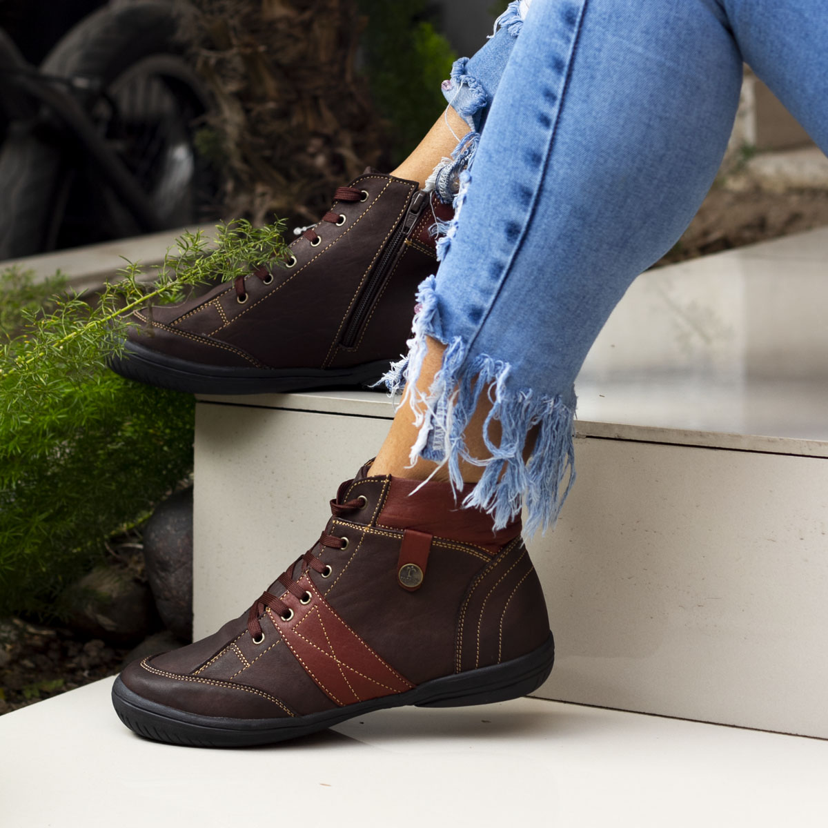 BOTINES MUJER MARIBU CUERO MARRÓN 672 - 5