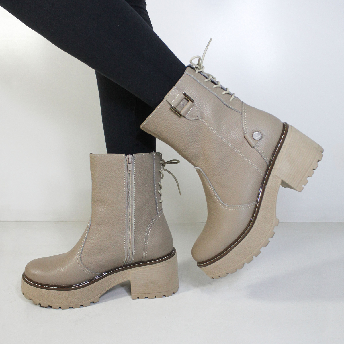 BOTAS MUJER MARIBU CUERO OLIVA 1115 - 6