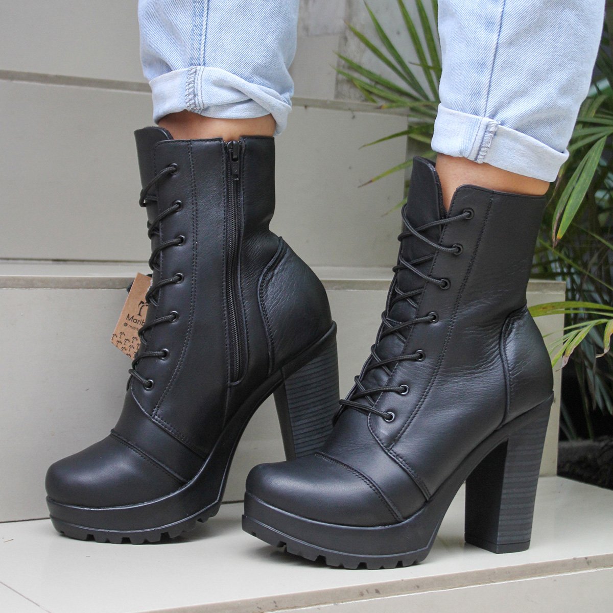 BOTAS MUJER MARIBU CUERO NEGRO 1060 - 6