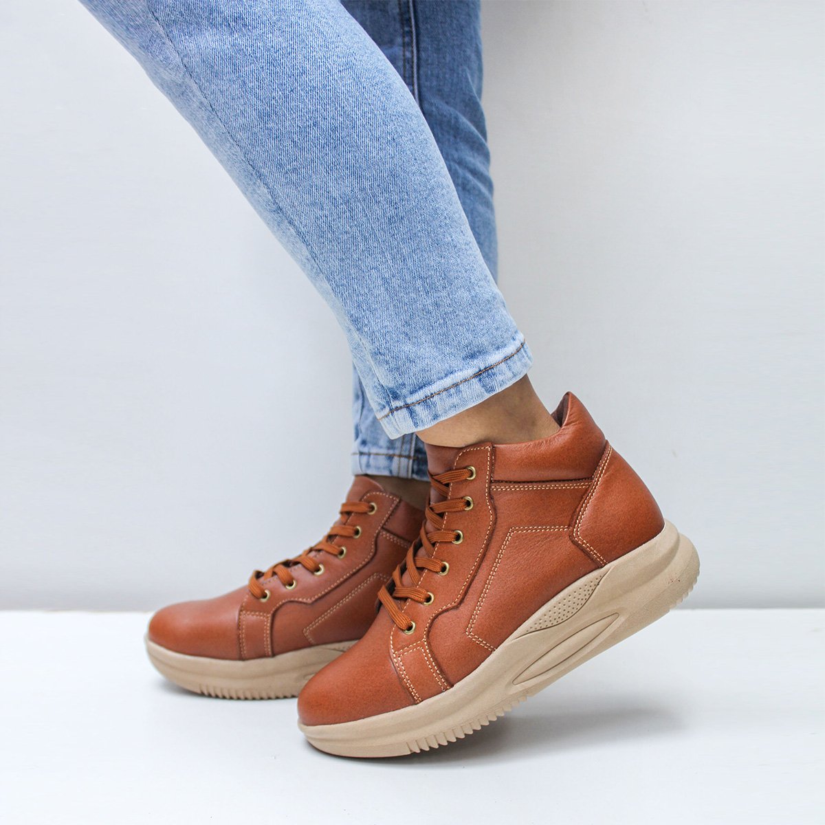 BOTINES MUJER MARIBU CUERO CARAMELO 829 - 6
