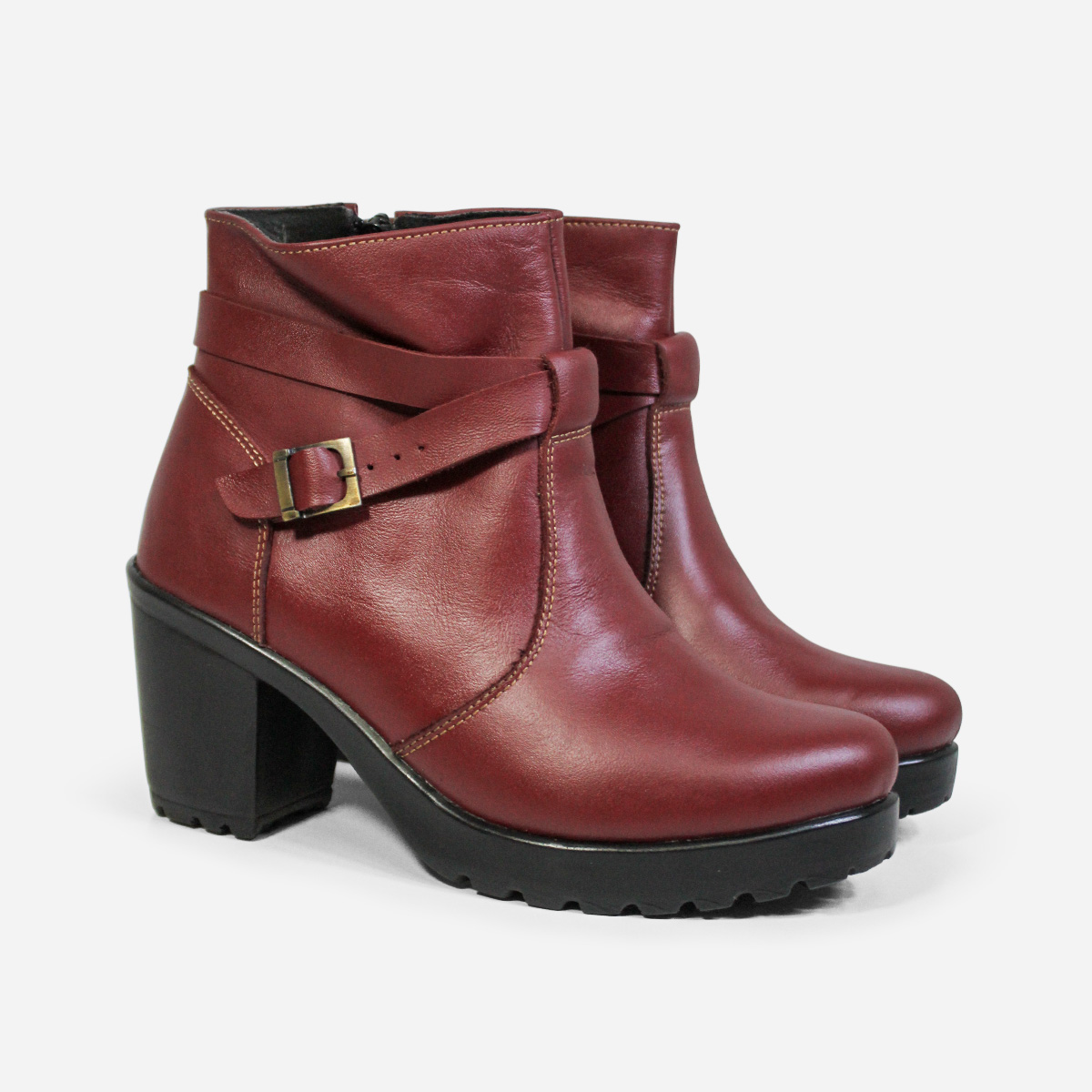 BOTINES MUJER MARIBU CUERO VINO 713 - 2