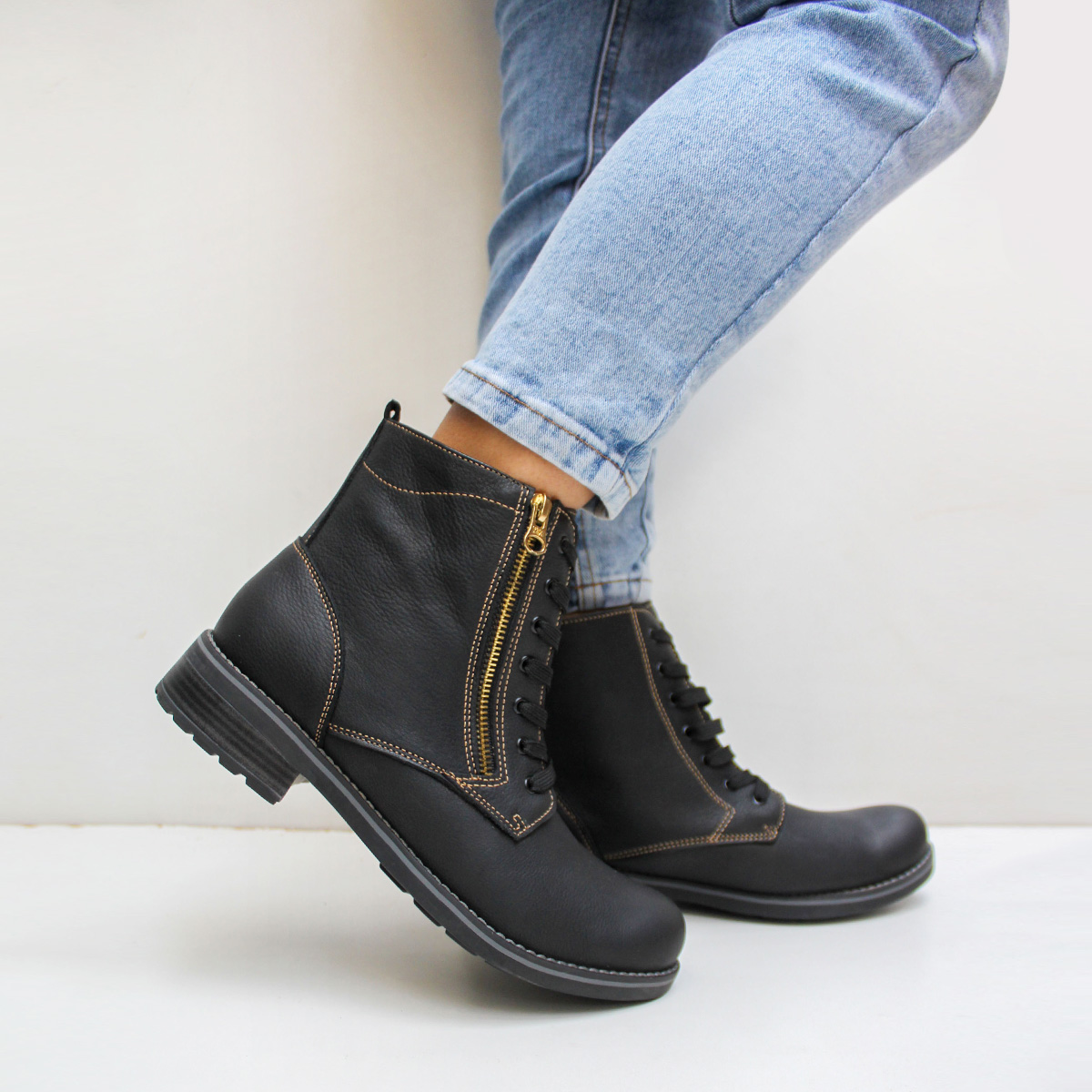 BOTINES MUJER MARIBU CUERO NEGRO 815 - 6