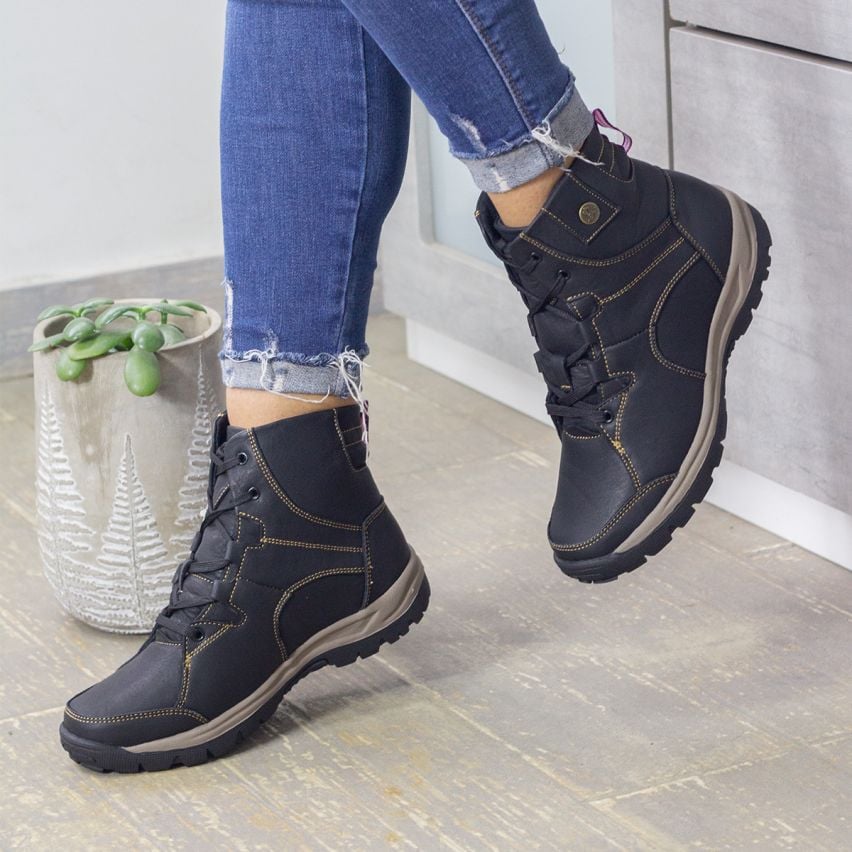 BOTINES MUJER MARIBU CUERO NEGRO 630 - 4