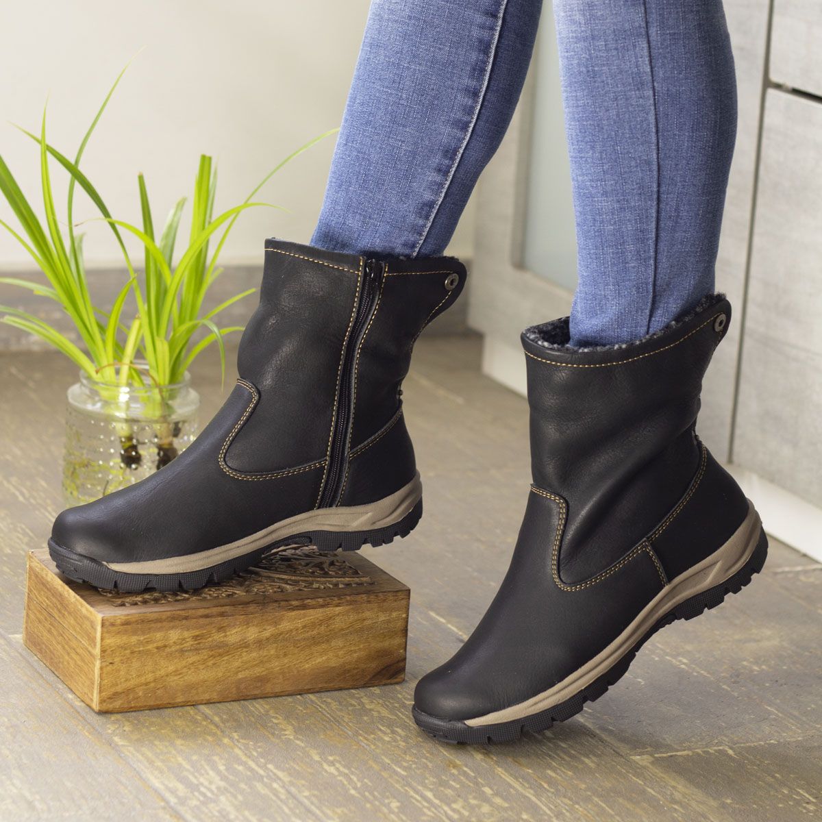 BOTAS MUJER MARIBU CUERO NEGRO 419 - 5