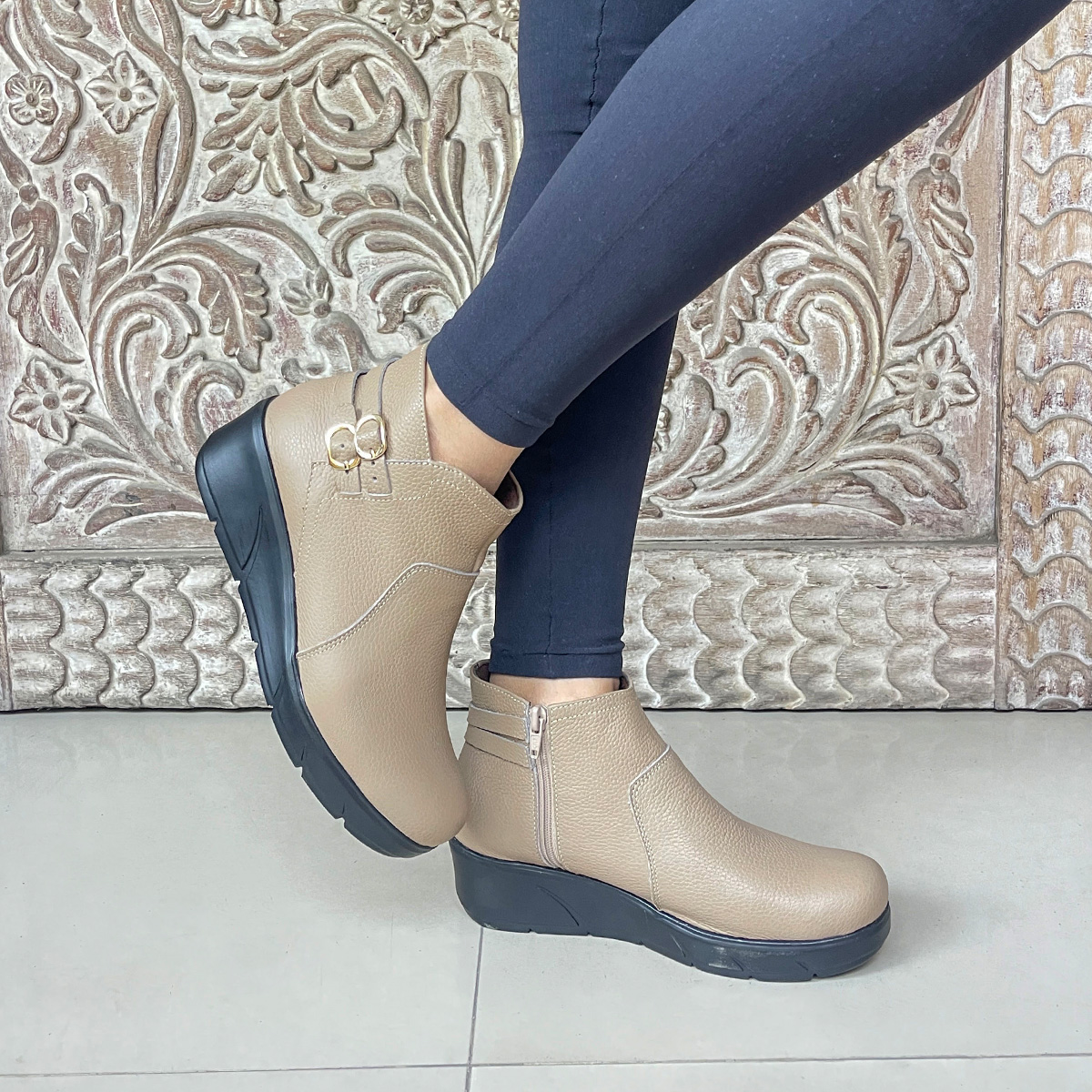 BOTINES MUJER MARIBU CUERO OLIVA 754 - 6