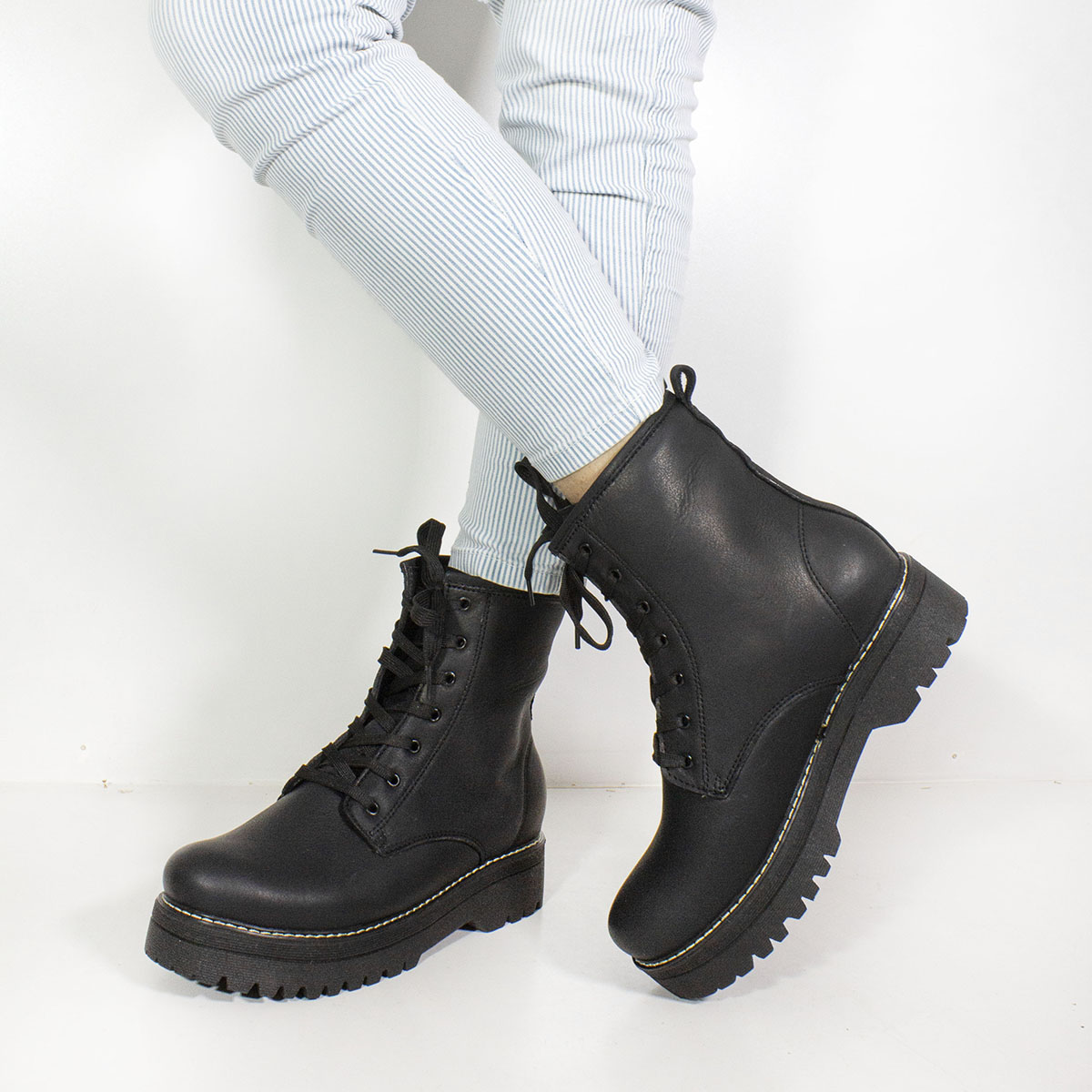 BOTINES MUJER MARIBU CUERO NEGRO 819 - 5