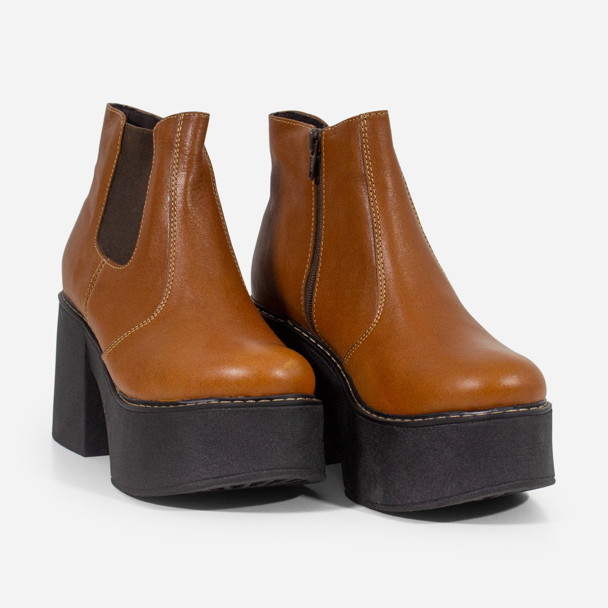 BOTINES MUJER MARIBU CUERO CARAMELO 1040 - 2