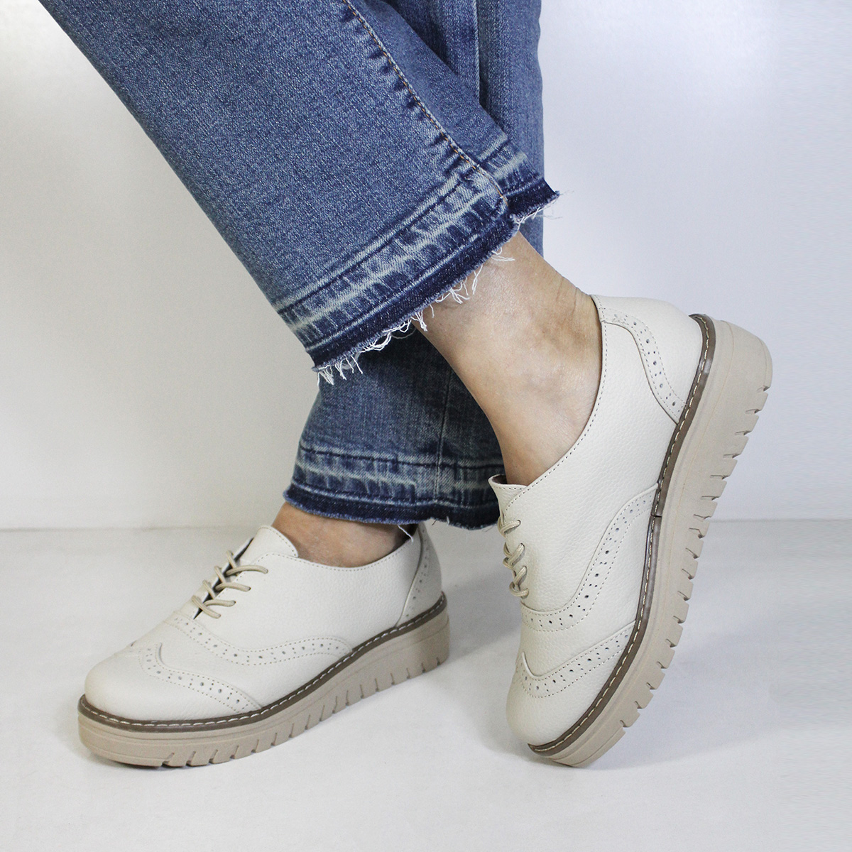 ZAPATOS CASUALES MUJER MARIBU CUERO HUESO 515 - 6