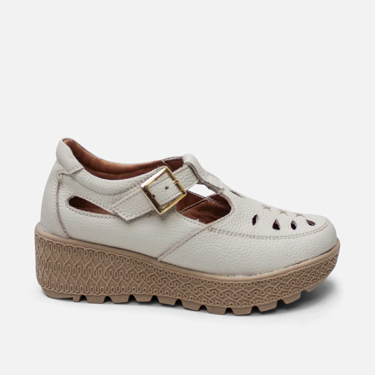 ZAPATOS CASUALES MUJER MARIBU CUERO HUESO 1108 - 1