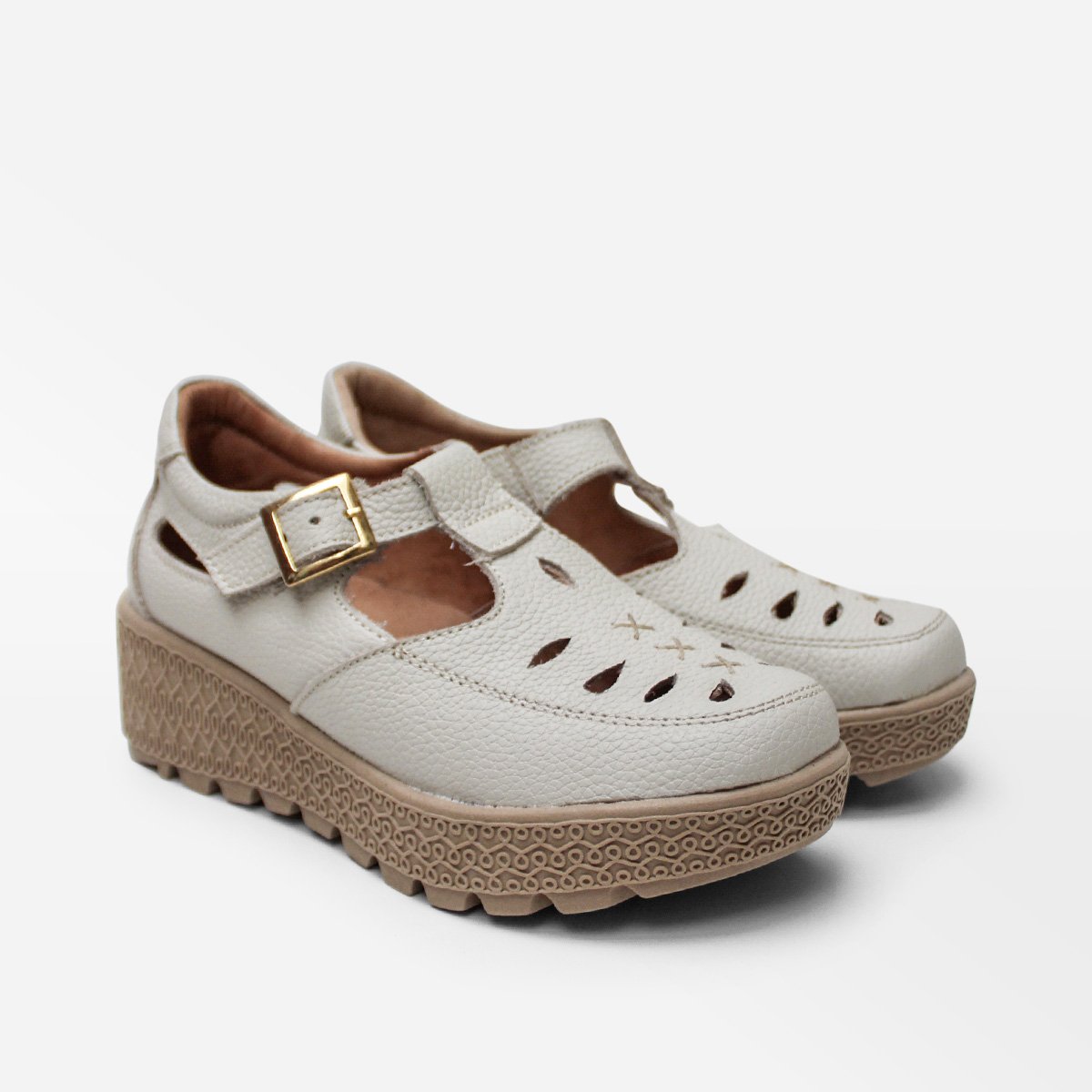 ZAPATOS CASUALES MUJER MARIBU CUERO HUESO 1108 - 2