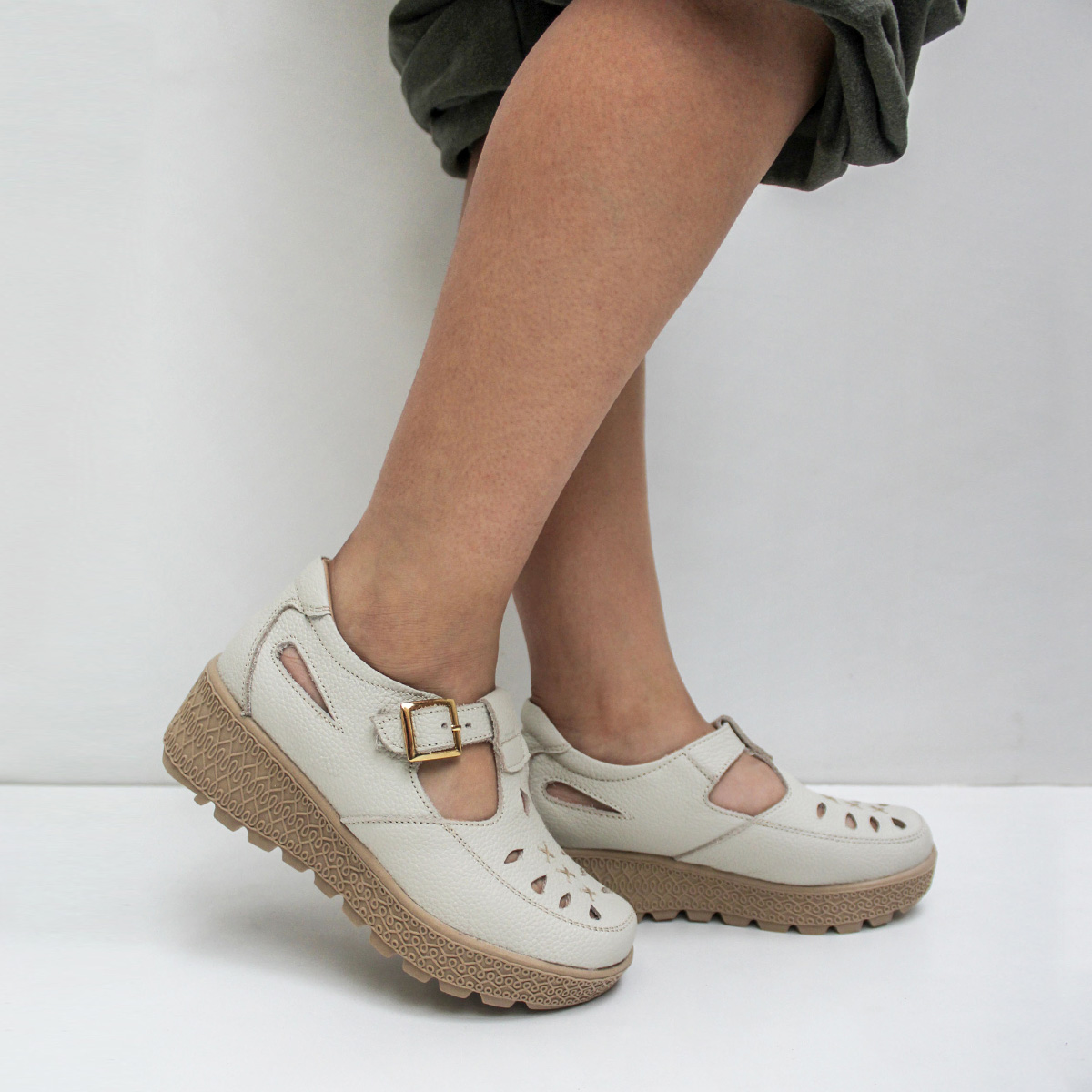 ZAPATOS CASUALES MUJER MARIBU CUERO HUESO 1108 - 6