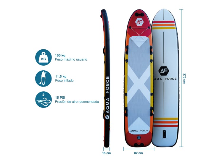 TABLA SURF AQUA FORCE 12’2” MULTIPERSON STAND UP PADDLE 12'2' MULTIPERSON - 3