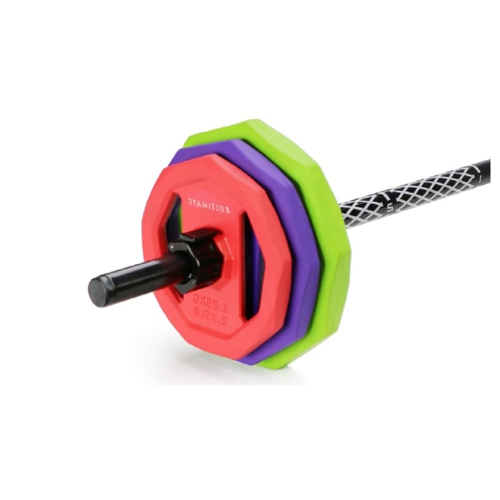 SET BARRA ULTIMATE FITNESS PUMP ELITE ACERO Y DISCOS - 3